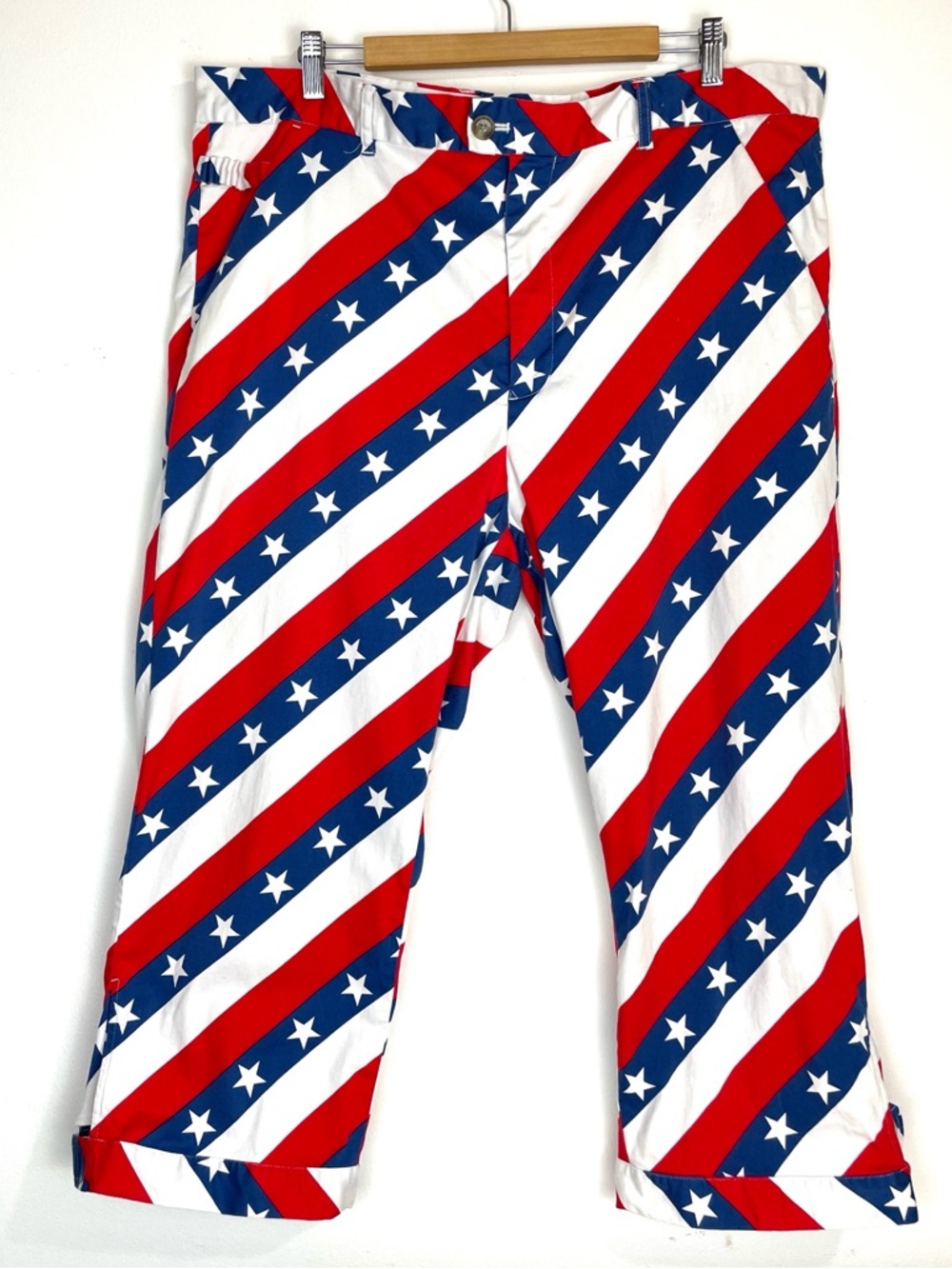Royal & Awesome Golf Knickers Pars and Stripes USA Flag Pants Sz 42
